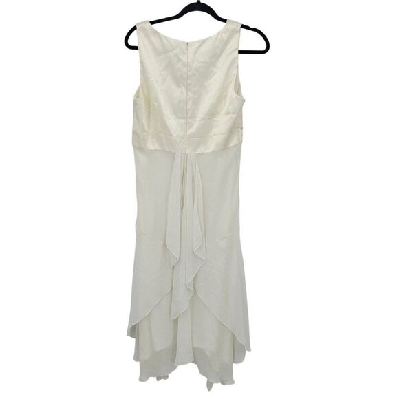 90s Ivory Satin Chiffon Tiered Lingerie Nightgown Sz XL Rhinestone Tail Bridal - Picture 8 of 12